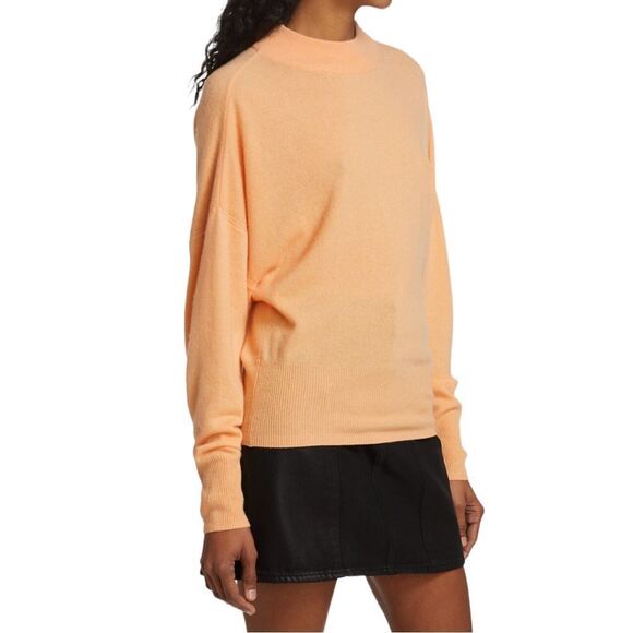 NEW A.L.C. Chiara Apricot Wool & Cashmere Mockneck Deep V Back Sweater US XS🎁 - Picture 3 of 11